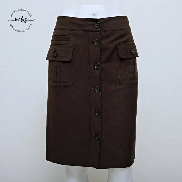 Ann Taylor Wool Blend Pencil Skirt with Pockets - Picture 5 of 7